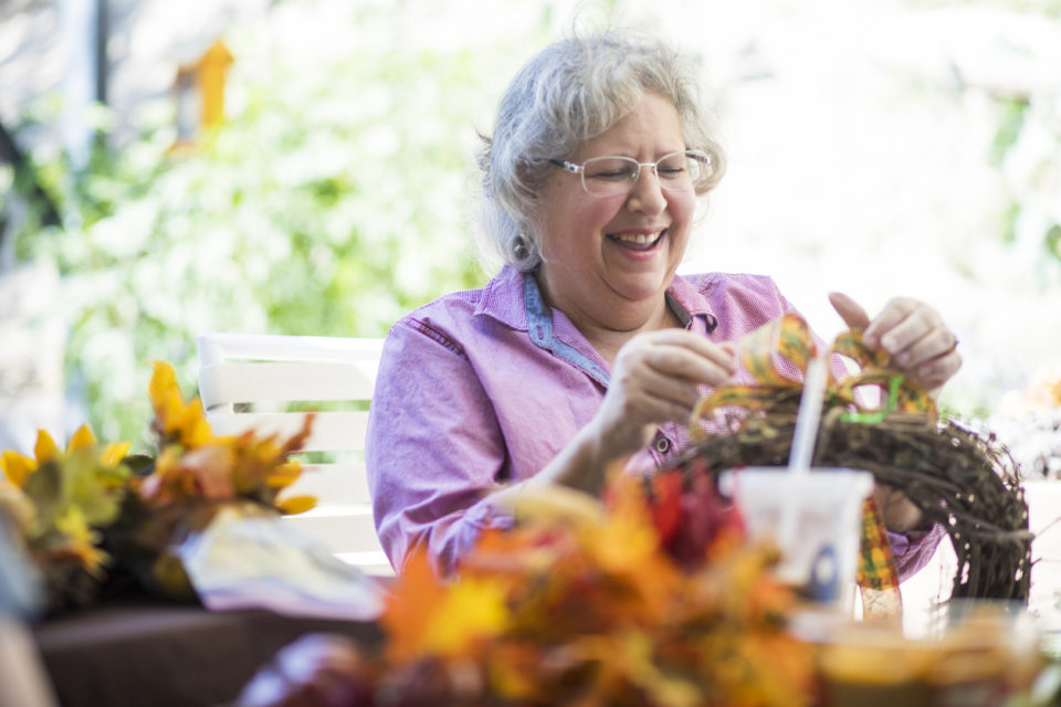 Senior woman crafting